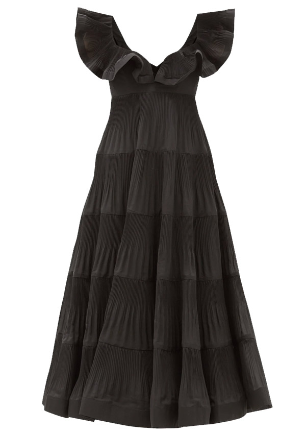 Lovestruck flounced pleated-poplin dress - Zimmermann